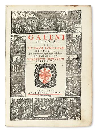 GALENUS, CLAUDIUS. Opera. 12 (of 13) parts in 6 vols.; lacks the index.  1609